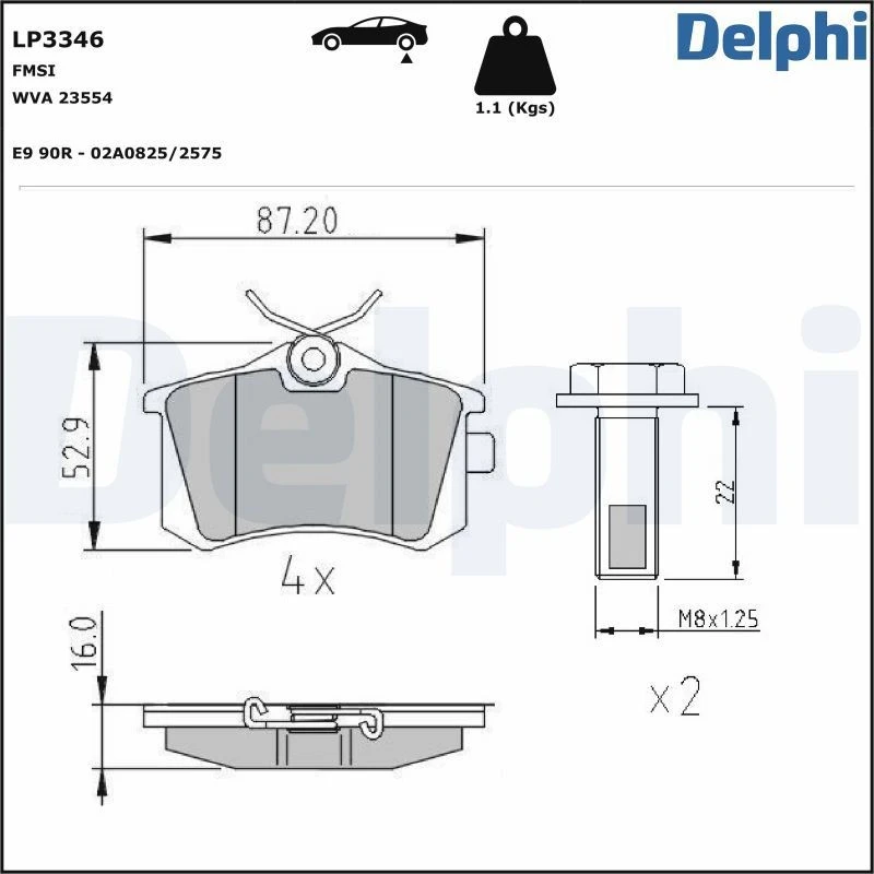 Image of DELPHI Brake pad set DELPHI LP3346