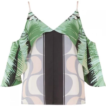 Image of ISSA Isabelle cold shoulder cami top - Multi-Coloured