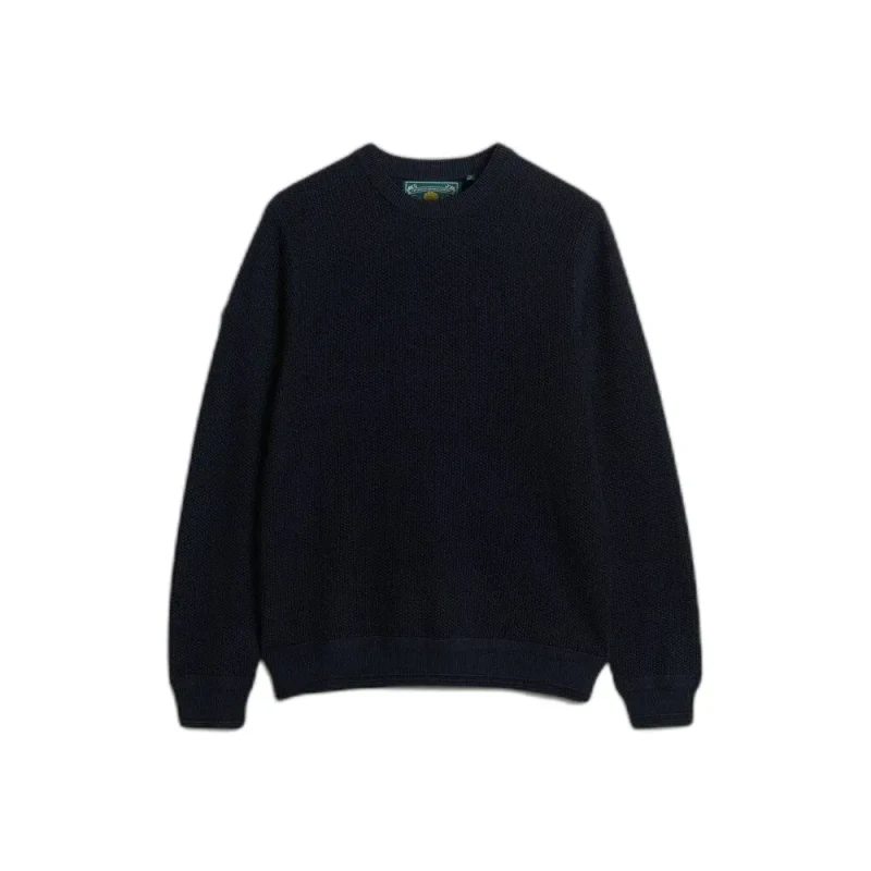 Image of Superdry Lightweight textured cotton sweater Superdry Bleu Male XL