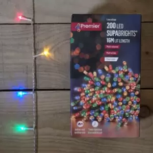 Image of 200 LED 16M Premier Indoor / Outdoor Christmas Lights Multi-Coloured Clear Wire