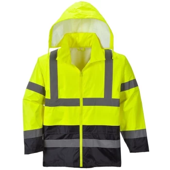 Image of Portwest H443YNRXXL - sz 2XL Hi-Vis Classic Contrast Rain Jacket - Yellow/Navy