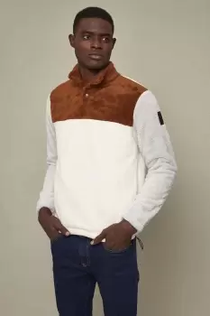 Image of Mens Relaxed Fit Popper Neck Borg Funnel Hybrid