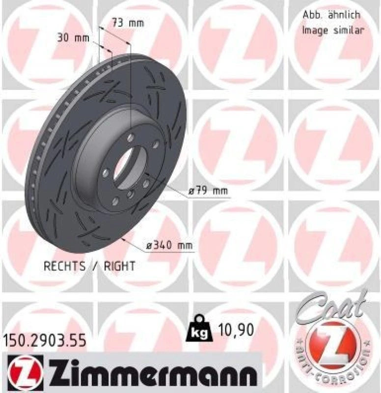 Image of ZIMMERMANN Brake disc ZIMMERMANN 150.2903.55
