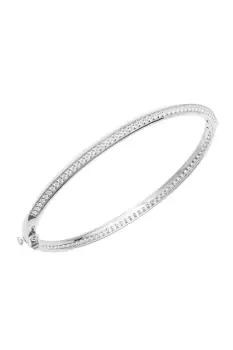 Knife Edge Hinged Bangle with CZ