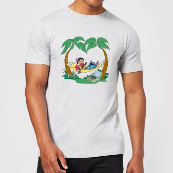 Image of Disney Lilo And Stitch Play Some Music Mens T-Shirt - Grey - XS - Grey