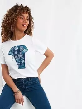 Image of Joe Browns Joe Browns Enchanting Elephant T-Shirt White, Size 12, Women