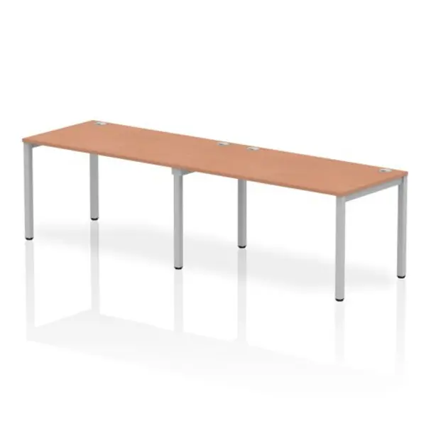 Image of Impulse Bench Single Row 2 Person 1400 Silver Frame Office Bench Desk Beech