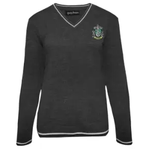 Image of Harry Potter Womens/Ladies Slytherin House Knitted Jumper (4XL) (Charcoal)