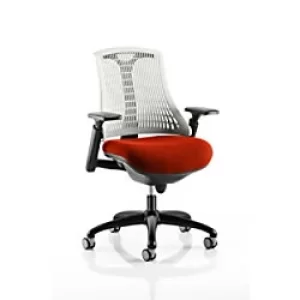 Image of Dynamic Synchro Tilt Task Operator Chair Height Adjustable Arms Flex White Back, Tabasco Red Seat, Black Frame Optional Headrest Medium Back