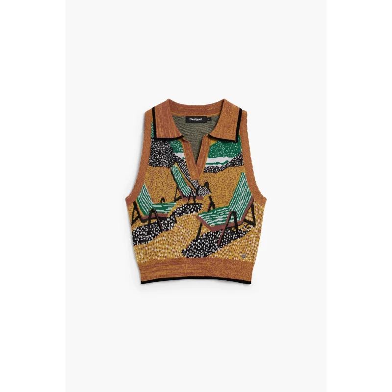 Image of Desigual Womens sleeveless sweater Desigual Budapest Marron Female L
