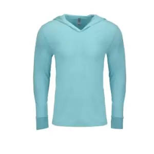 Image of Next Level Adults Unisex Tri-Blend Long Sleeve T-Shirt Hoodie (XS) (Tahiti Blue)