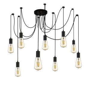 Image of 9 Light Cluster Pendant Matt Black, E27