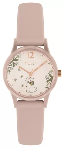 image of Radley Ladies Cobweb Pink Silicone Strap Watch