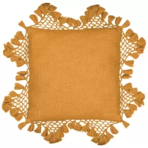 Image of Anko Macrame Tassel Trim Cushion Ginger, Ginger / 45 x 45cm / Cover Only