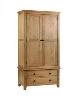 image of Julian Bowen Marlborough 2 Door, 2 Drawer Solid Oak/Oak Veneer Combination Wardrobe