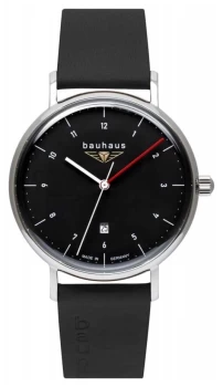 image of Bauhaus 2140-2 Mens Black Italian Leather Strap Black Watch