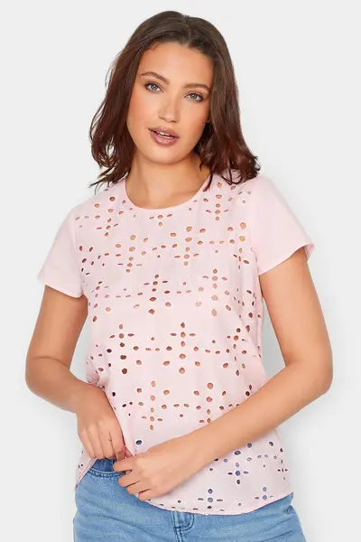 Long Tall Sally Tall Broderie Top Pink