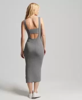 Image of Superdry Womens Textured Knitted Dress Grey / Grey Marl - Size: 14
