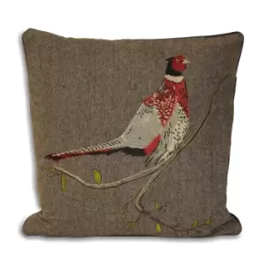 Image of Riva Home Hunter Herringbone Pheasant Cushion Cover (45x45cm) (Brown)