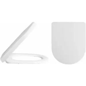 image of Nuie Asselby D-Shape Thermoplastic Toilet Seat with Soft Close Hinge - White