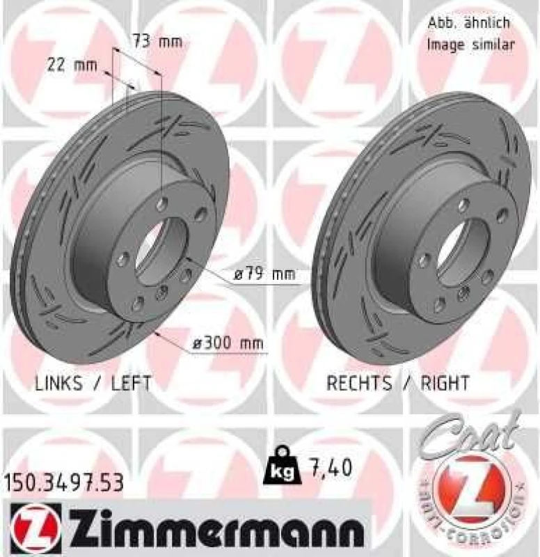 Image of ZIMMERMANN Brake disc ZIMMERMANN 150.3497.53