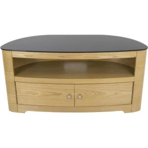 image of Blenheim Affinity Curved TV Stand 1100 Oak / Black Glass