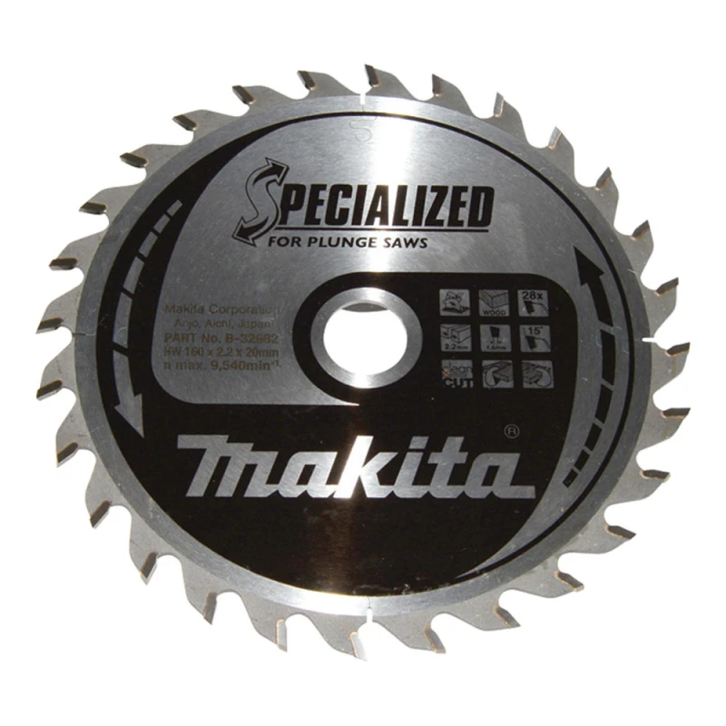 Image of Makita SPECIALIZED Circular Plunge Saw Blade for Wood Cutting B-32982 Diameter: 160mm