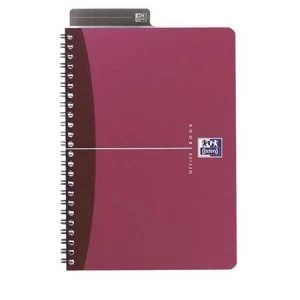 image of Oxford Office A4 Notebook Metallic Polypropylene Cover Wirebound 180 Pages 90gsm Red Pack of 5