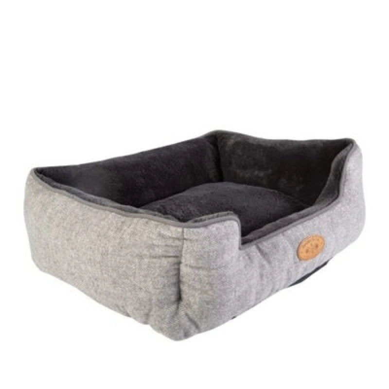 Image of Banbury & Co - Herringbone Square Bed - Medium - Grey 73458