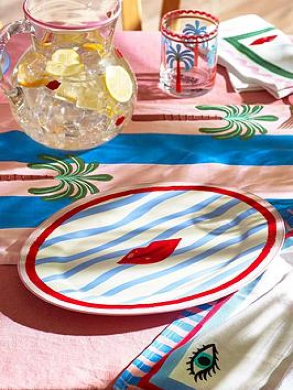 Image of ELEANOR BOWMER Electric Coast Lips Serving Platter Multi-Coloured ONE SIZE