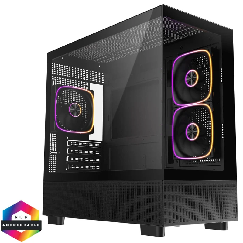 Image of CIT Solar MATX ARGB Two-Sided Tempered Glass Gaming Case - Black - CIT-SOLAR-BLK