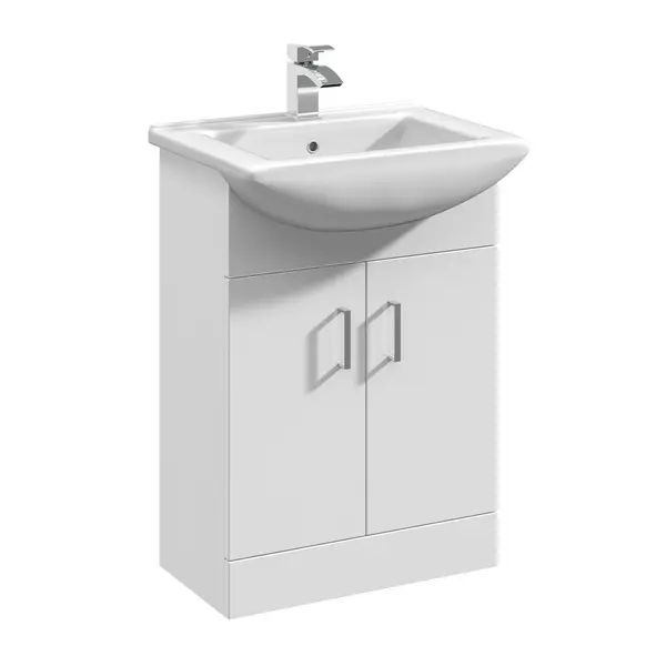 Image of Mayford 2 Door Vanity Unit with Square Basin Gloss White