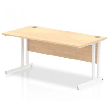 Image of Trexus Rectangular Desk White Cantilever Leg 1600x800mm Maple Ref