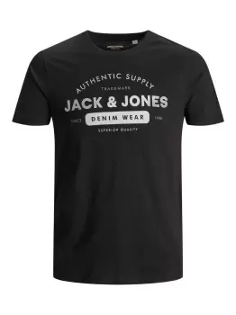 image of JACK & JONES Slim Fit Logo T-Shirt Men Black