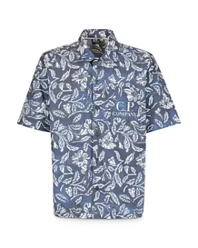 image of C.p. Company Floral Print Short Sleeve Button Front Shirt