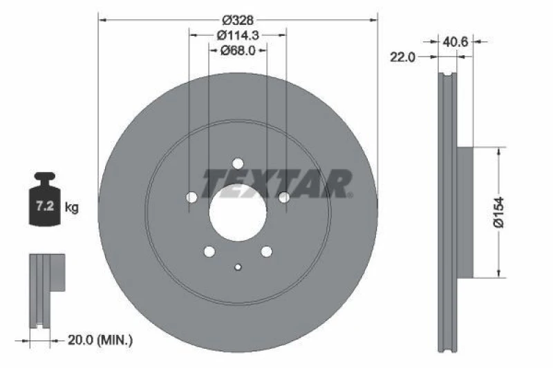 Image of Brake disc TEXTAR 92349003