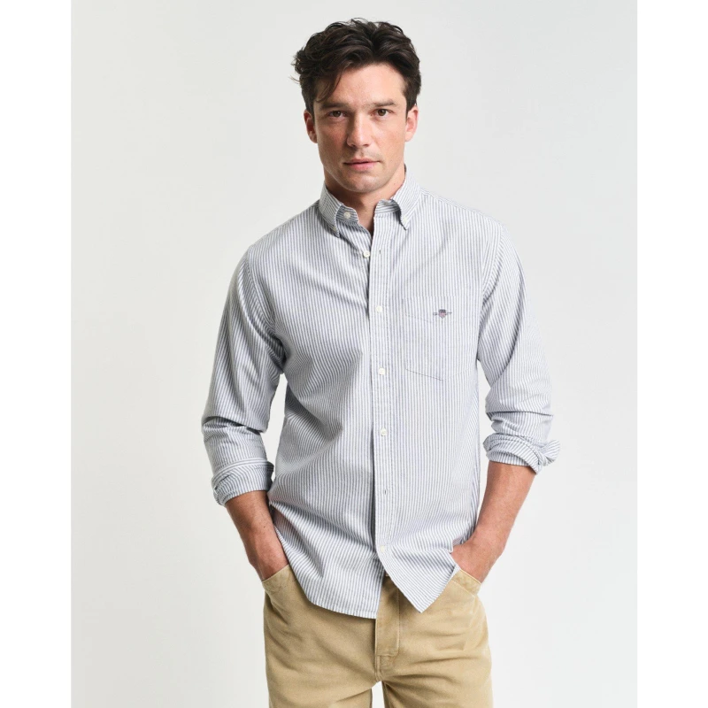 Image of Gant Regular Fit Banker Stripe Classic Oxford Shirt Persian 423 male S