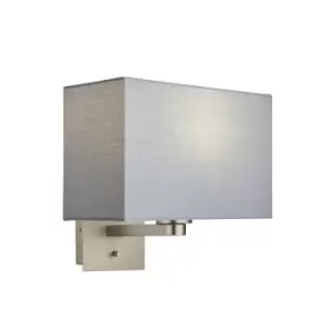 Image of Wall Light & Shade Matt Nickel & Grey Fabric 60W E27 Living Room e10296