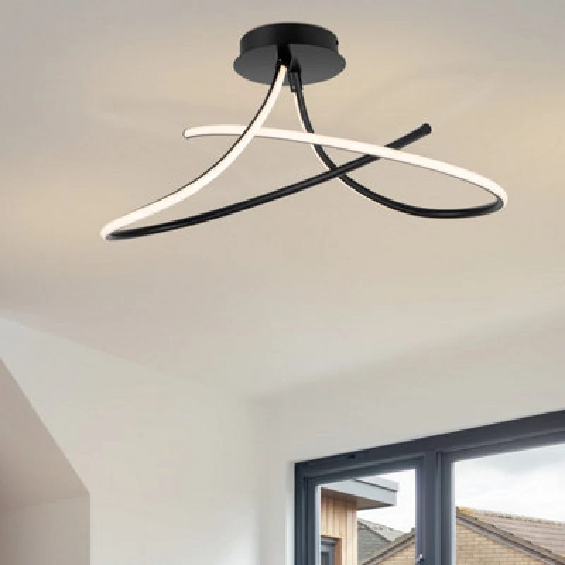Image of Cosylyte Carter 2 Light Integrated Led, Modern Curved Ceiling Light - Matt Black