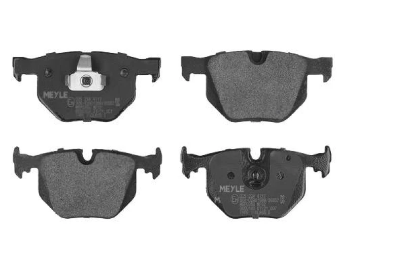 Image of MEYLE 025 234 4717 Brake pad set Rear Axle, prepared for wear warning indicator, Original Quality, with anti-squeak plate Brake Pad Set,disc brake (4