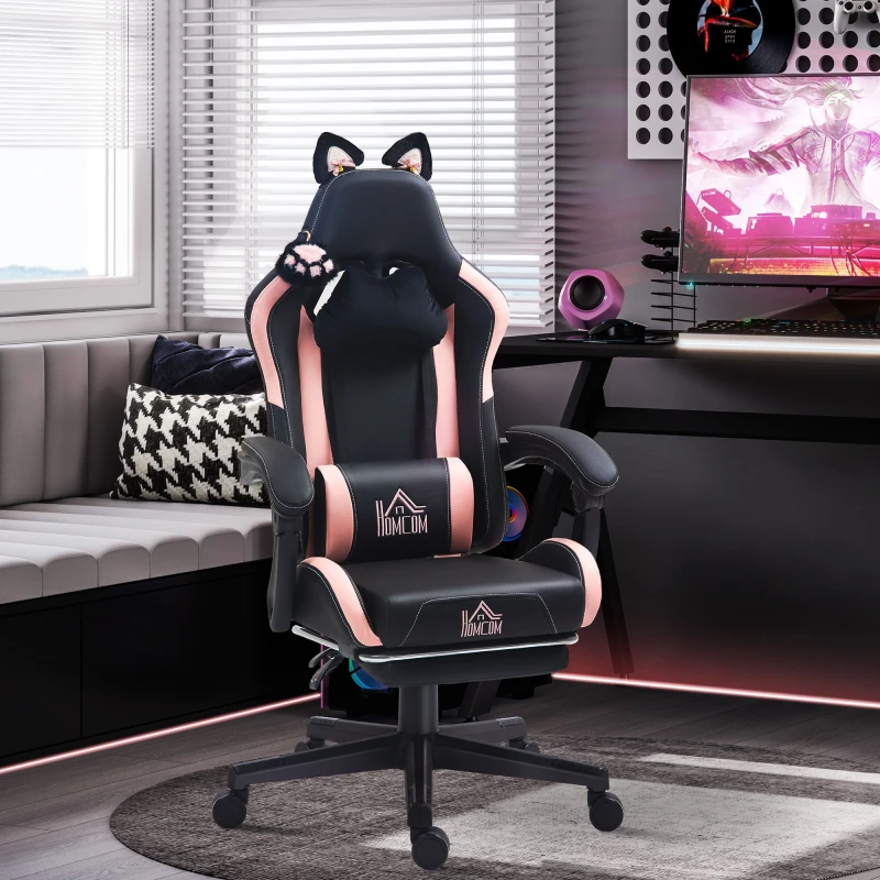 Image of HOMCOM HOMCOM Gaming Chair with Footrest, Reclining Computer Chair, Black One Size Unisex 5063603041455