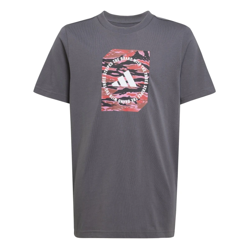 Image of adidas Logo T Shirt Junior Charcoal Camo unisex 13 Years