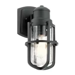 Image of Outdoor IP44 1 Bulb Wall Light Lantern Textured Black LED E27 40W d01821
