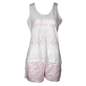 Image of Forever Dreaming Womens/Ladies Wild Side Short Pyjama Set (S) (White/ Pink)
