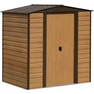 image of Arrow Woodvale 6X5 Apex Coffee Metal Shed With Floor - Assembly Service Included