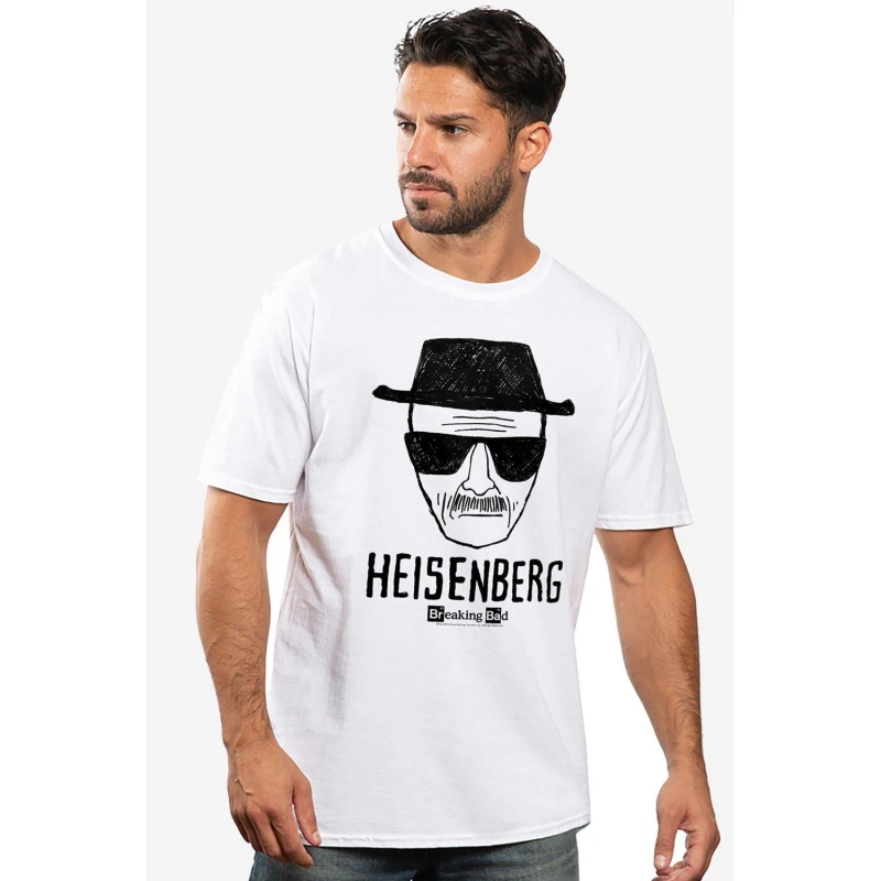Image of Breaking Bad Breaking Bad Men Heisenberg T-Shirt in White Size: Small White S Male 5052777756241