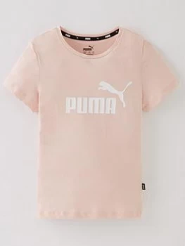 image of Puma Girls Essentials Logo T-Shirt - Pink, Size 11-12 Years, Women