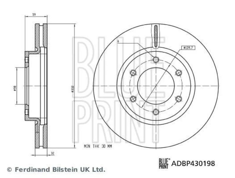 Image of Blue PRINT Brake disc Blue PRINT ADBP430198