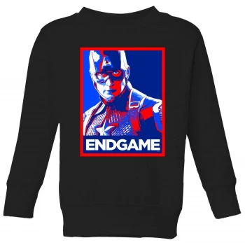 Image of Avengers Endgame Captain America Poster Kids Sweatshirt - Black - 11-12 Years