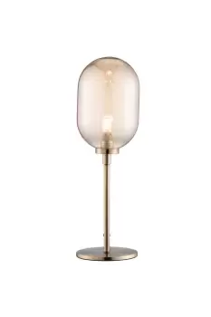 image of 'Amber' Glass & Brass Stem Lamp